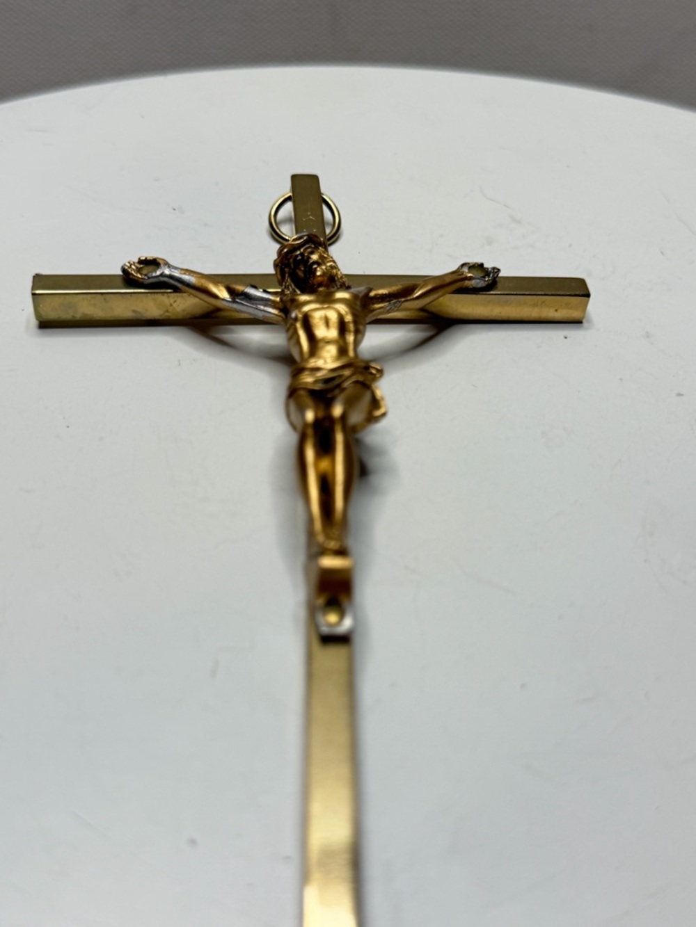 Gold Tone Crucifix Pendant with Detailed Corpus